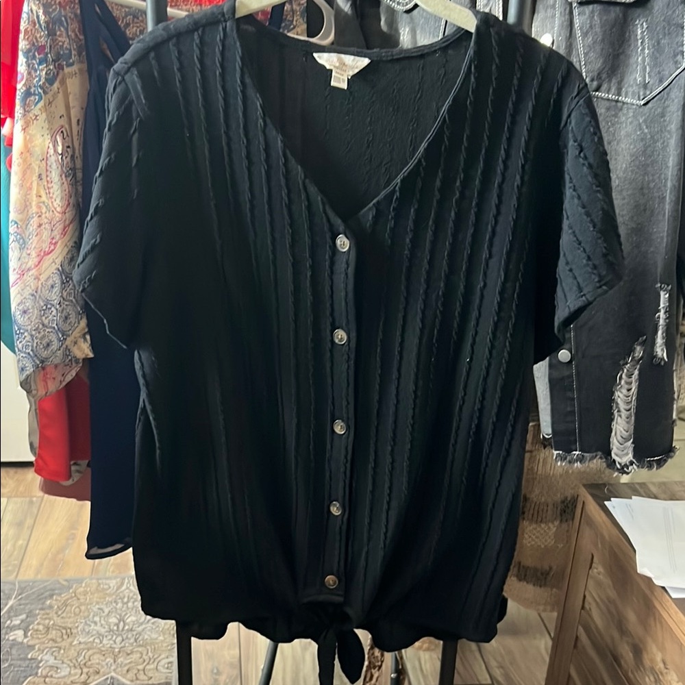 Black Button-Up Women's Top